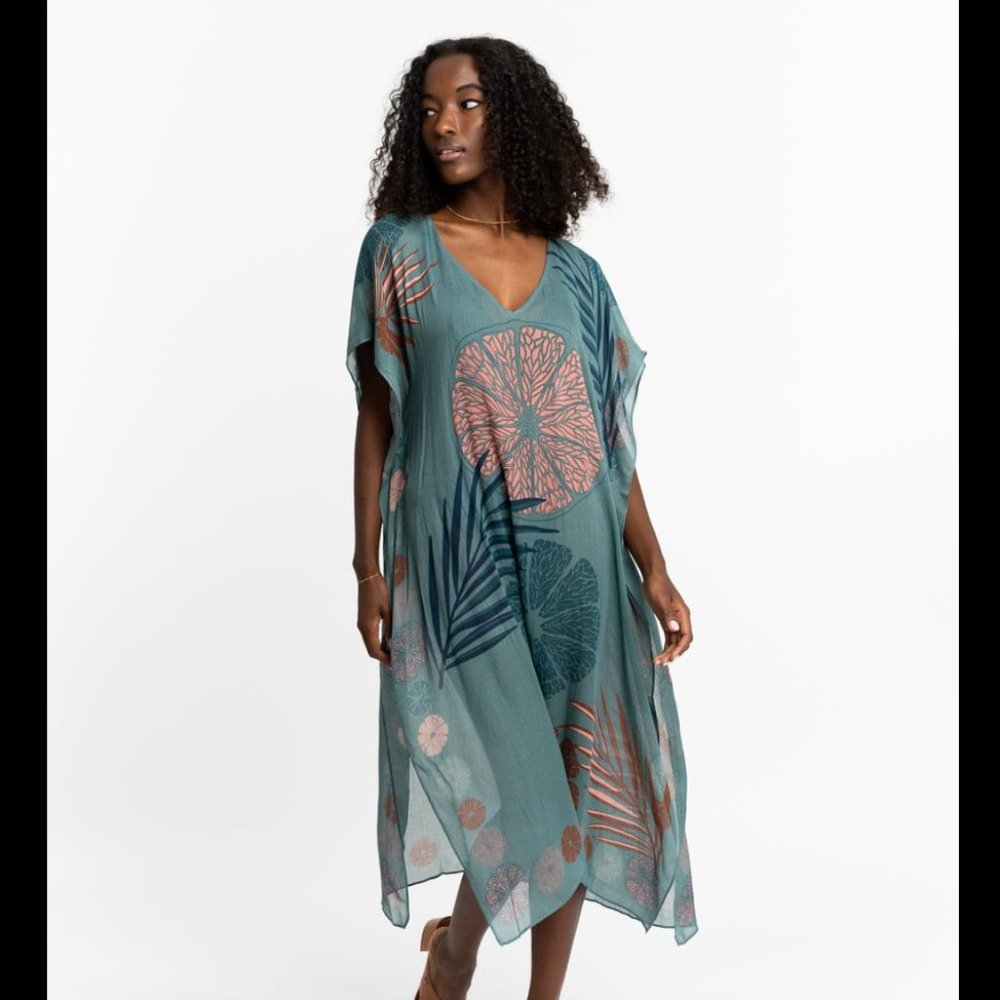 Gyal Bashy - Catano Printed Cover Up - Navy Palms